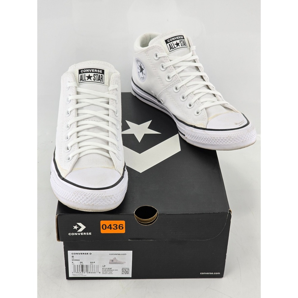 Converse CTAS Madison Mid Women Size 8 White Canvas Sneakers A12183F - Used